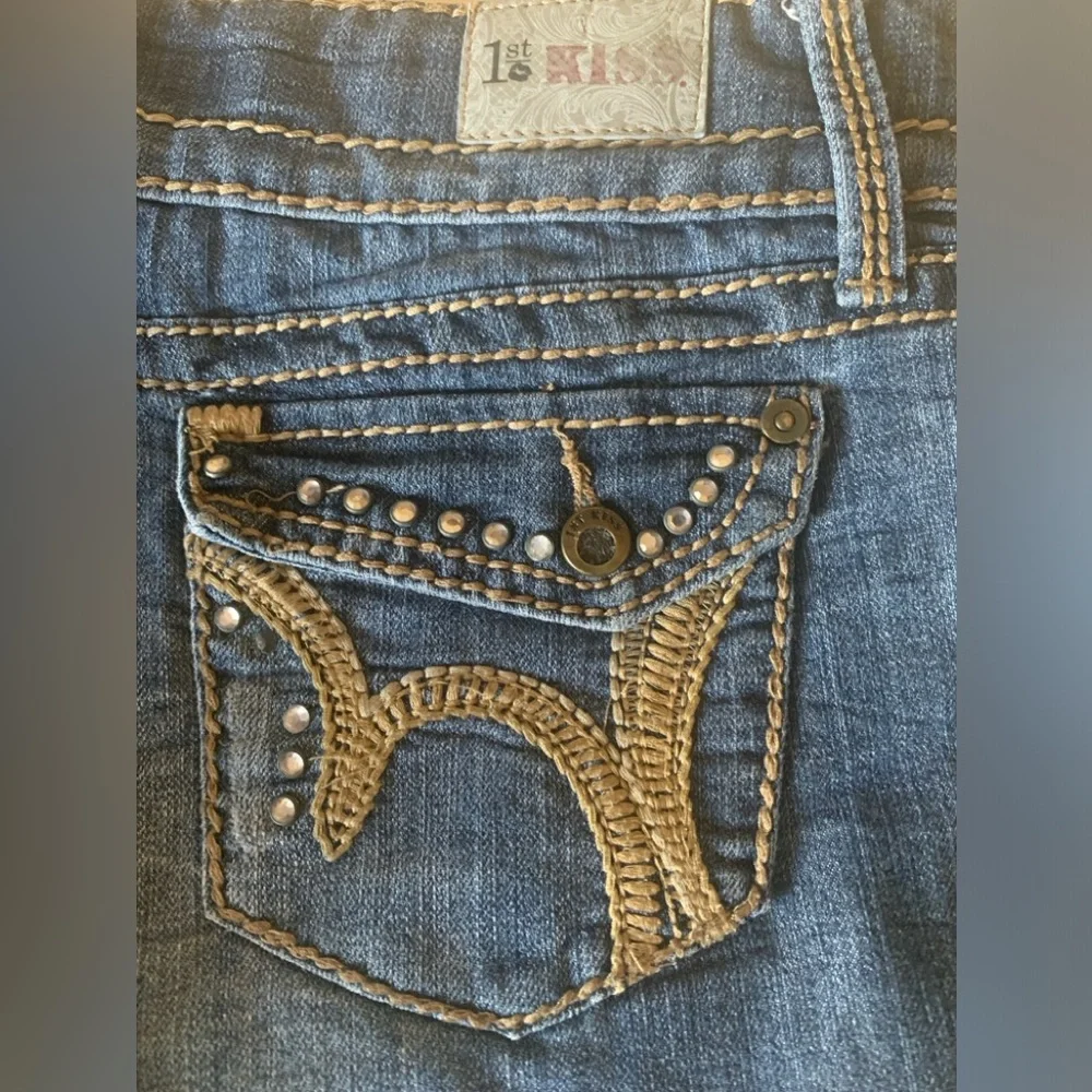 1st Kiss Embellished Raw Hem Jean Shorts